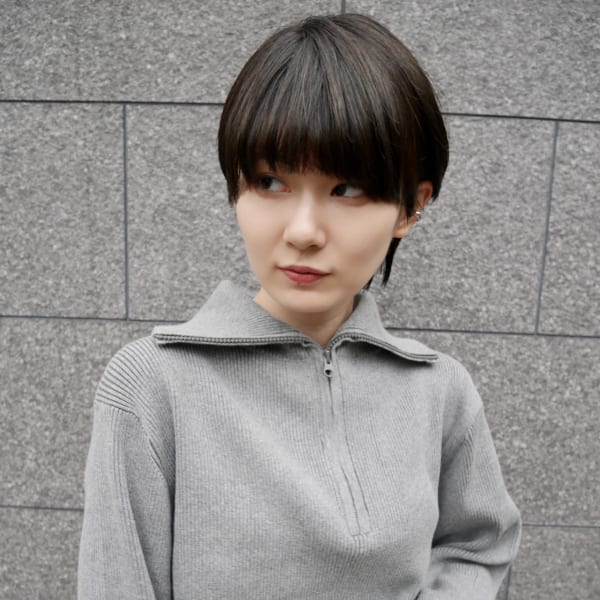黒髪ショートウルフ/顔まわりカット【有海一生】ノンジアミン|shushu    organic & hair
