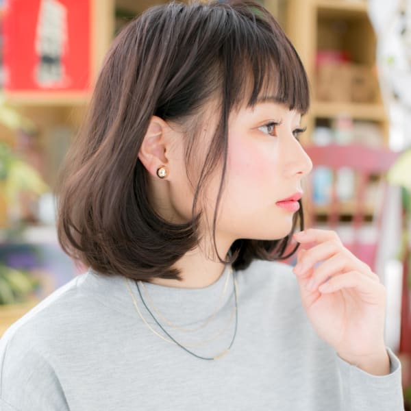 黒髪耳かけ韓国風大人ボブでひし形シルエット　グレージュアッシ|COVER HAIR & SPA bliss【カバーヘア アンド スパ ブリス】浦和/浦和西口店