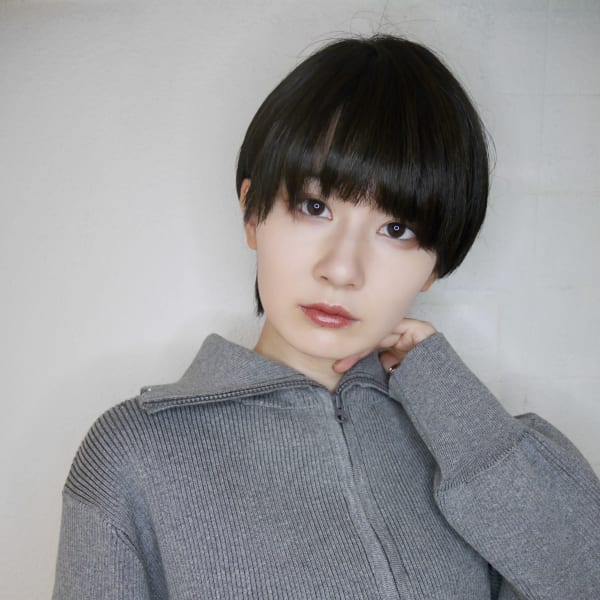 黒髪ショートウルフ/顔まわりカット【有海一生】ノンジアミン