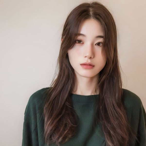 韓国/ベージュ/アッシュ/マット/ブリーチなし/前髪