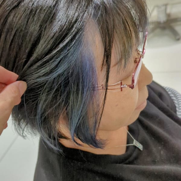 *脱白髪染め*フェイスフレーミングカラー♪ブルー【我孫子】