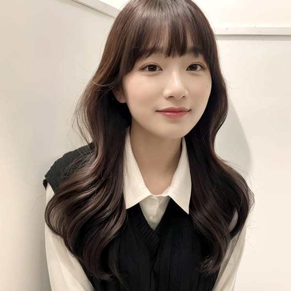 くびれヘアグレージュオルチャン小顔前髪2wayバングワンホン