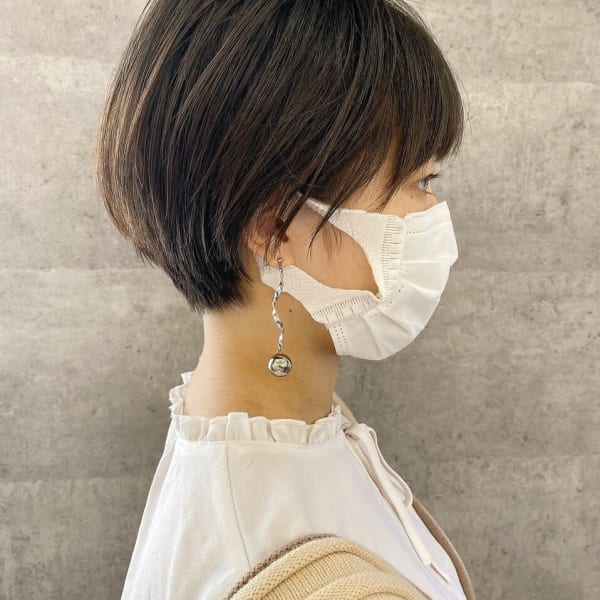 丸みボブ前下がりショートボブ耳掛けショートボブ【池袋】|Loob. TOKYO
