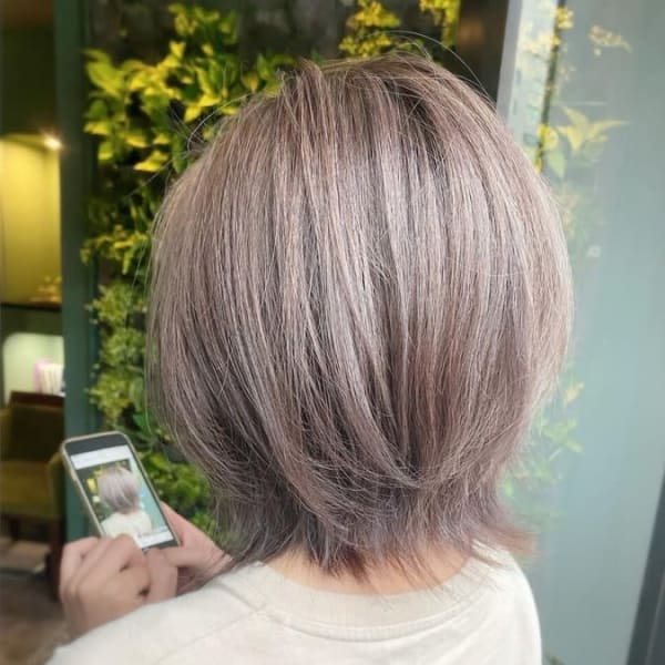 30代40代50代ウルフレイヤー白髪ぼかしハイライト