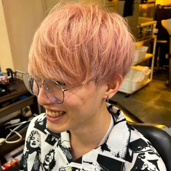 10代20代 マッシュ ピンクカラー ツーブロック【札幌】