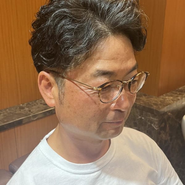 銀座 床屋 メンズカット アップバング 白髪 くせ毛