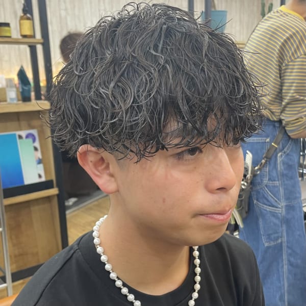 波巻きパーマ マッシュ