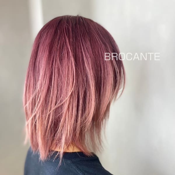 イルミナカラー 立川 ピンク ブリーチオンカラー wカラー
