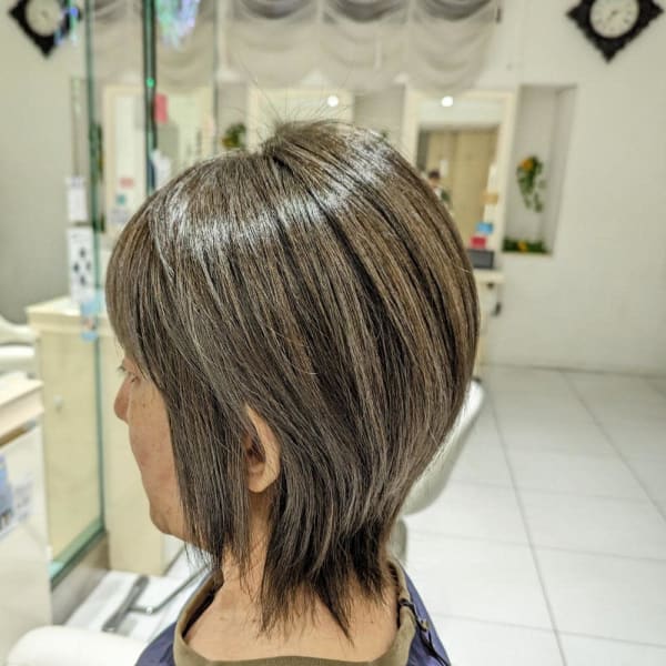 《白髪活かしカラー》×ショートウルフ【我孫子】