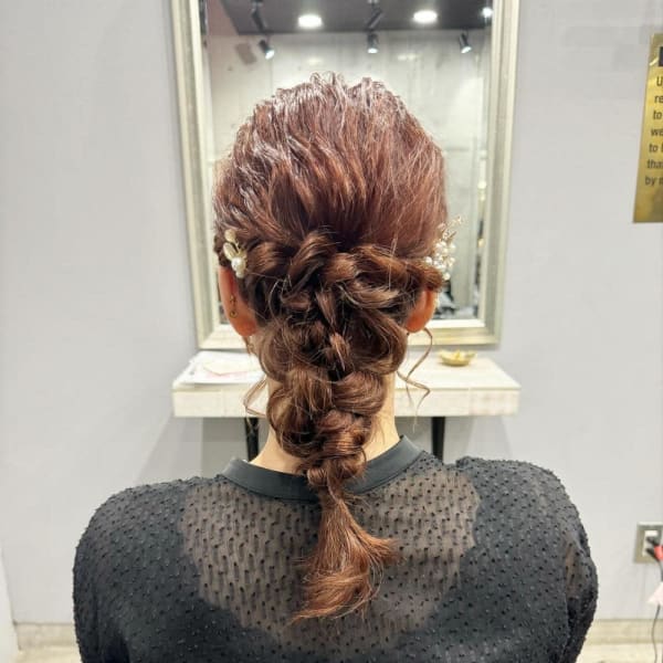 【代官山　美容室】結婚式ヘアセット　編みおろし