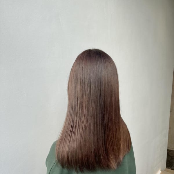 黒髪/グレーベージュ/レイヤーロング/前髪パーマ/仙台