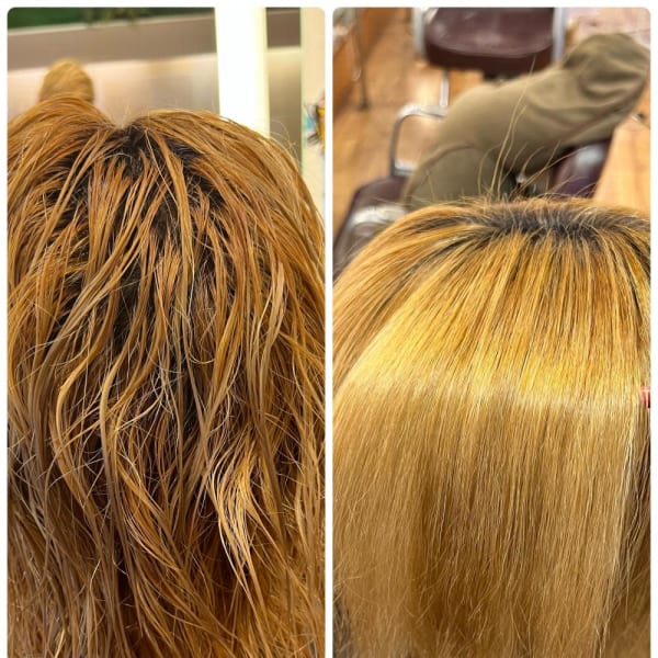 ブリーチ毛には酸性ストレートでまとまりを