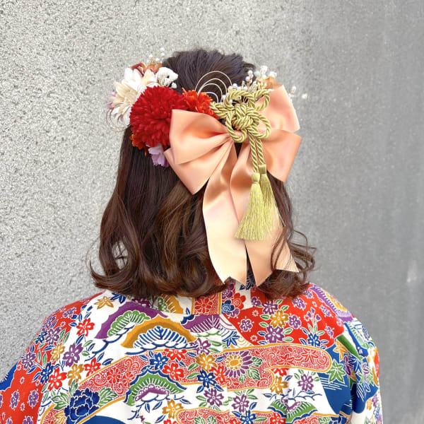 早朝も可 華やか 卒業式袴着付け ボブハーフアップアレンジ