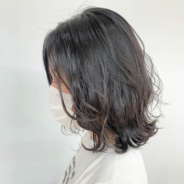 結べる丸みボブ小顔補正立体カット艶感デジタルパーマ|QUALIS 上福岡店