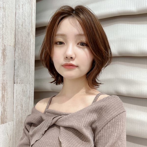 前髪なし/かきあげ前髪/丸顔対策/くびレイヤーボブ