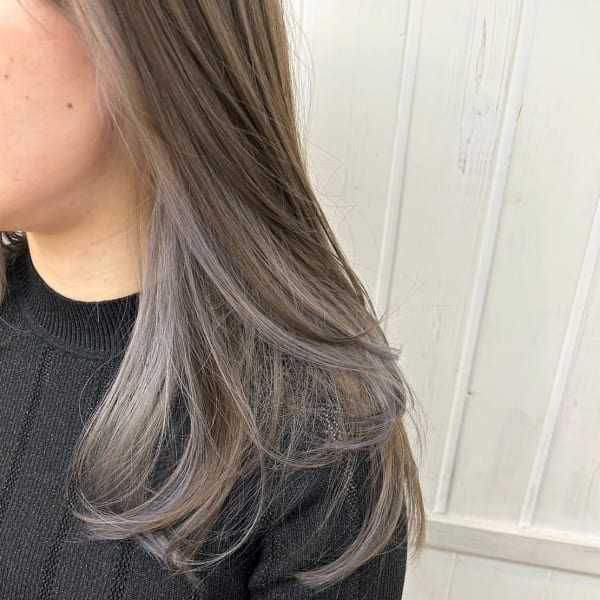 髪質改善韓国ふんわり艶髪グレージュインナーカラー