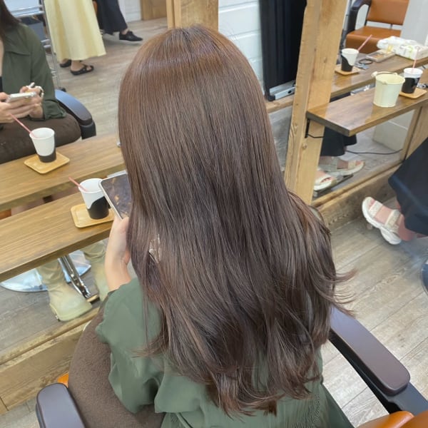 韓国風ゆるふわ巻き艶髪グレージュ髪質改善トリートメント