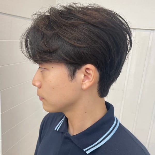 メンズカットハイライトマッシュパーマウルフアッシュブラック|newi hau’oli 札幌駅前店