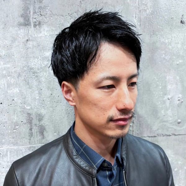 爽やか　メンズショート　ツーブロック　束感　無造作パーマ
