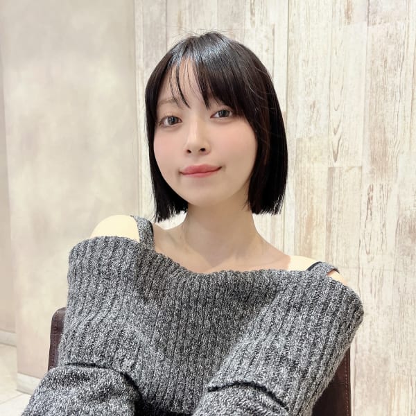 シースルー前髪/ベース顔対策/黒髪/切りっぱなしボブ