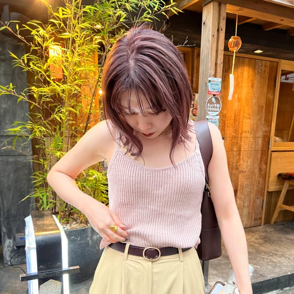 フェイスレイヤーニュアンスボブ_ブリーチカラー_20代30代