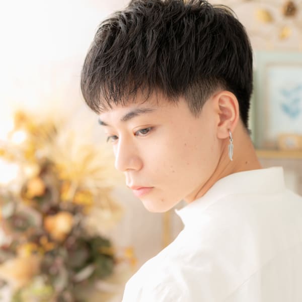 黒髪アッシュブラック刈り上げツーブロック ノンジアミンカラー|COVER HAIR bliss 【カバー ヘア ブリス】川口/ららテラス川口東口駅前店