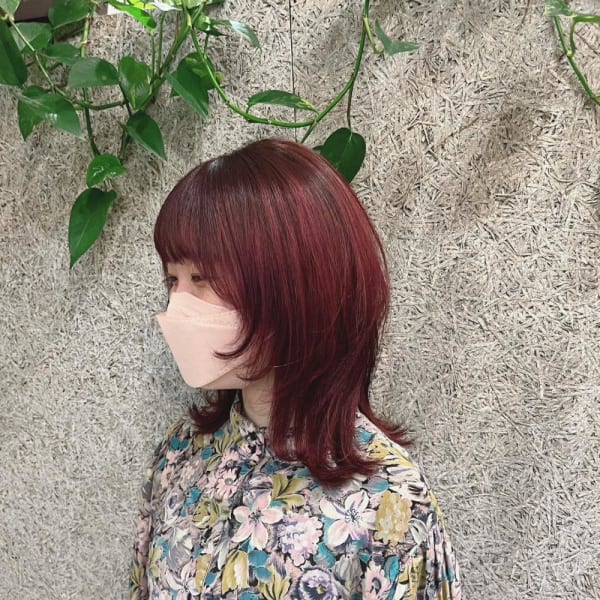 20代30代40代大人可愛いシアーピンク透明感肩ライン外ハネ