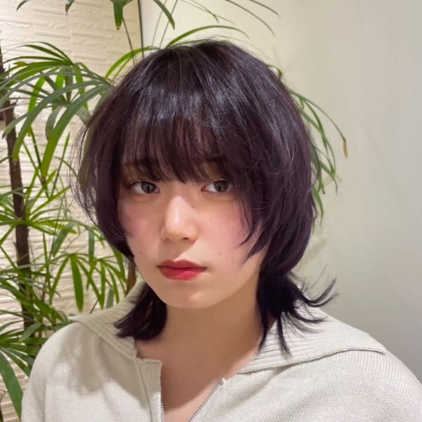 20代30代　ウルフショート　透明感　ラベンダーカラー
