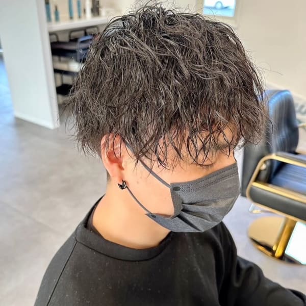 メンズカット　ツイストパーマ　束感　ツーブロック　大濠