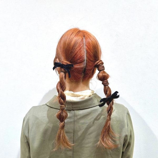 ツイン編み下ろしアレンジ/横浜ヘアアレンジ/結婚式お呼ばれ