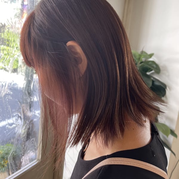 柔らか抜け感こなれカラーアプリコットエモージュくびれヘア
