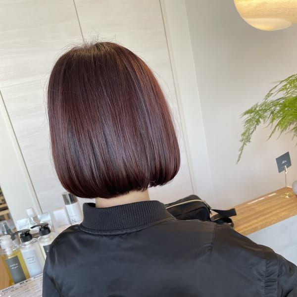 黒髪/ボブルフ/ネビージュ/小顔/ワンレン/水戸/髪質改善/