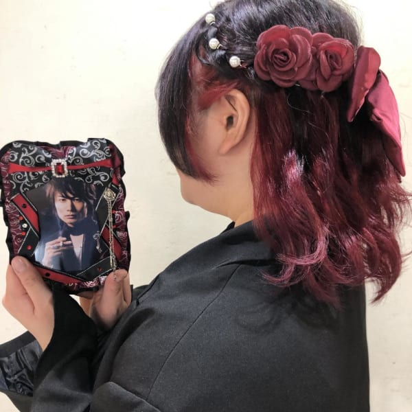 編み込み冠風ハーフアップ