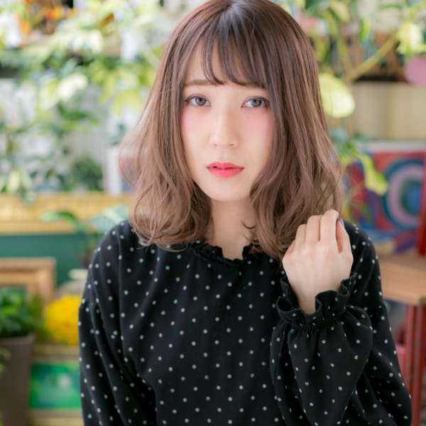 くせ毛風ゆるふわカール♪愛されミディアム ニュアンスカラー