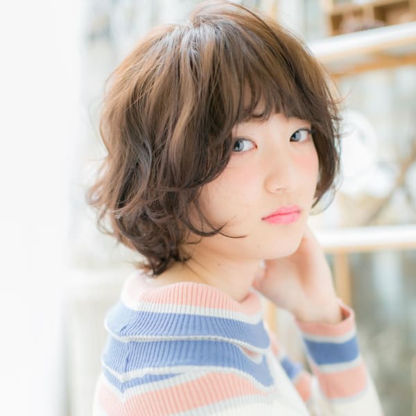 ふわくしゅ透け感★アシンメトリールーズショート　