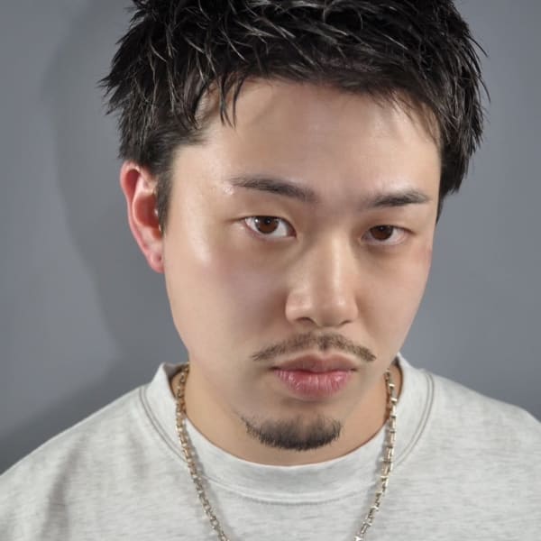 メンズショートベリーショート束感アップバングビジネスヘア