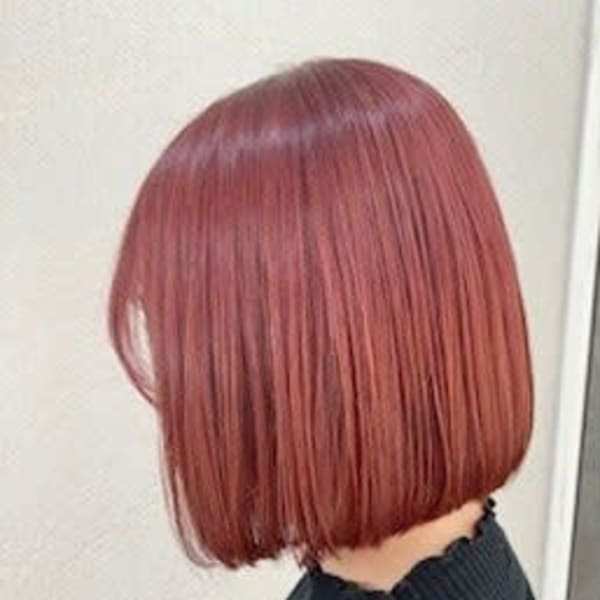 ピンクアッシュボブ切りっぱなし所沢
