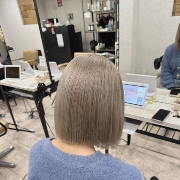 ミルクティーグレージュミニボブ10代20代30代所沢