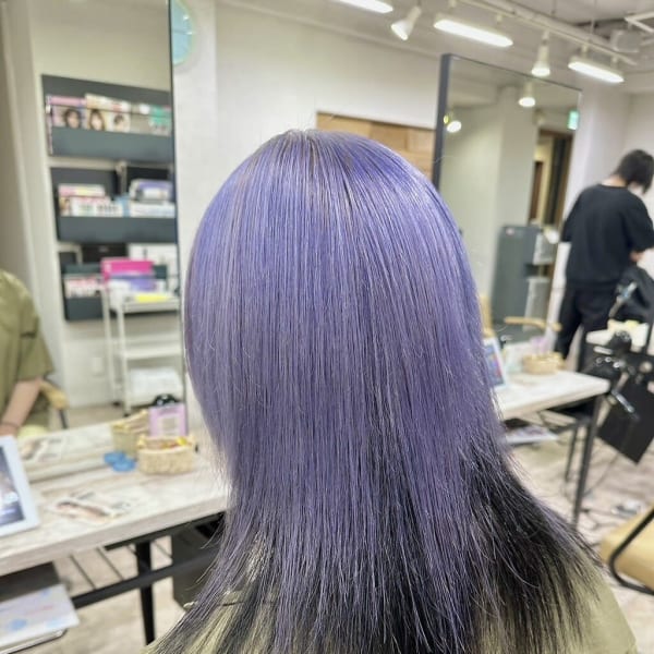 ブルーラベンダー裾カラーブラックロング所沢新所沢