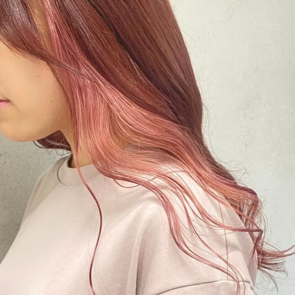 20代30代大人可愛い透明感ピンクイヤリングカラー【上野】