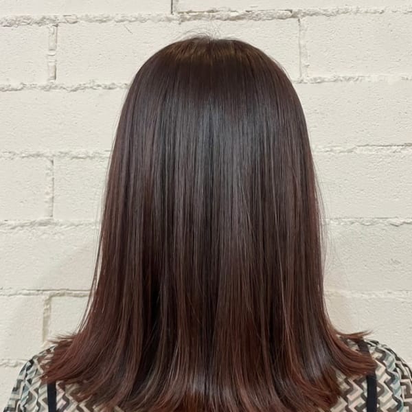 髪質改善　縮毛矯正　外ハネミディ　ブラウンカラー　二子玉川|atelier mim