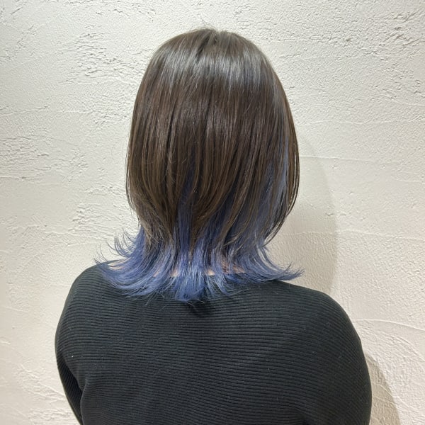 ウルフ襟足インナーブルー