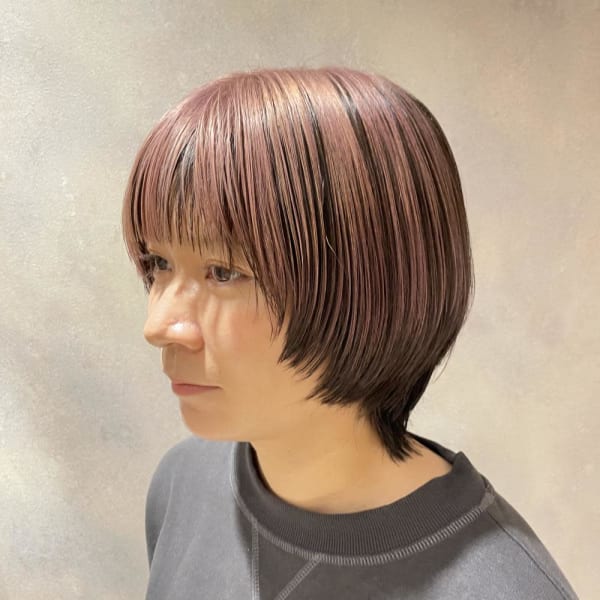 アンブレラカラー/ショートウルフ/ピンクベージュカラー