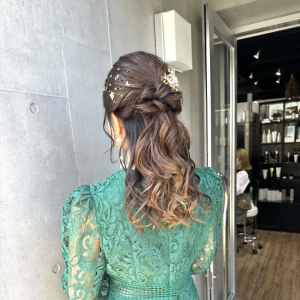 フルバング レッドブラウン 似合わせカット カルマパーマ