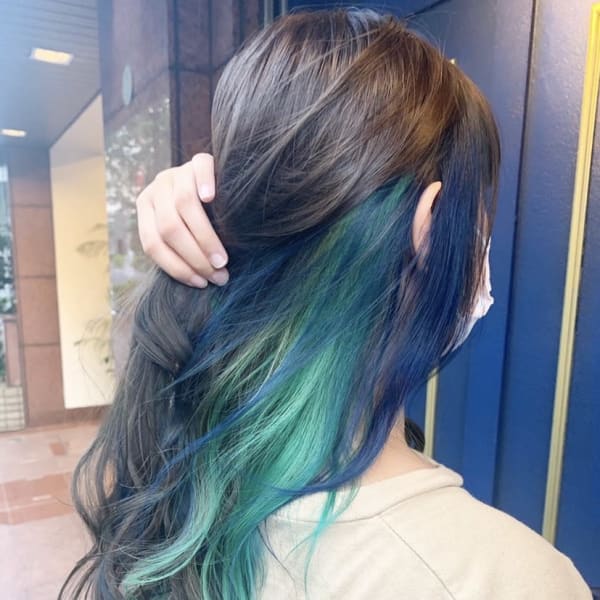 インナーカラーグリーン×ブルー