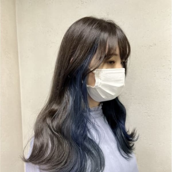 20代30代大人可愛いブルーインナーカラー【上野】