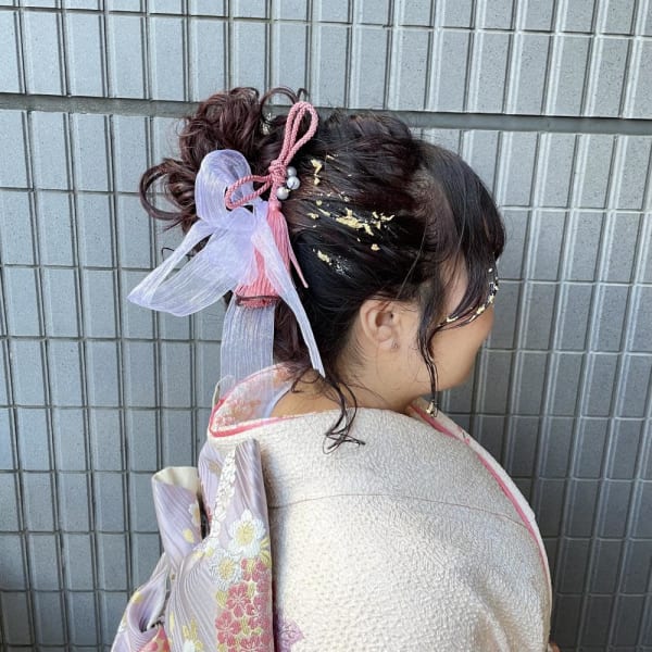 カールアップ/シニヨン/卒業式ヘア/成人式ヘア/着物ヘア