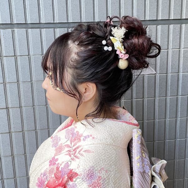 シニヨンヘアアレンジ/成人式ヘア/卒業式ヘア/ヘアアレンジ