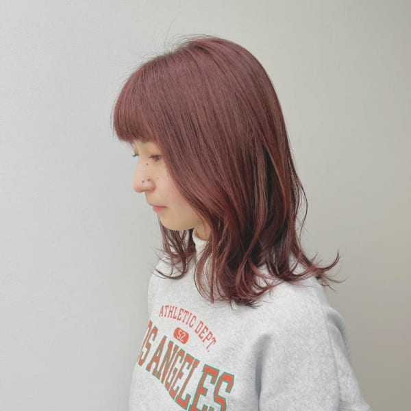 黒髪/グレーベージュ/レイヤーロング/前髪パーマ/仙台