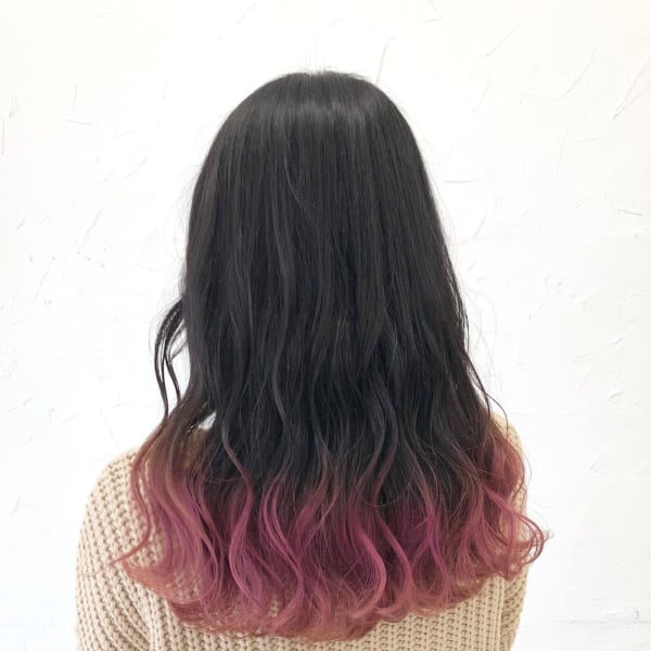 エンドカラーピンク裾カラーグラデーションカラー